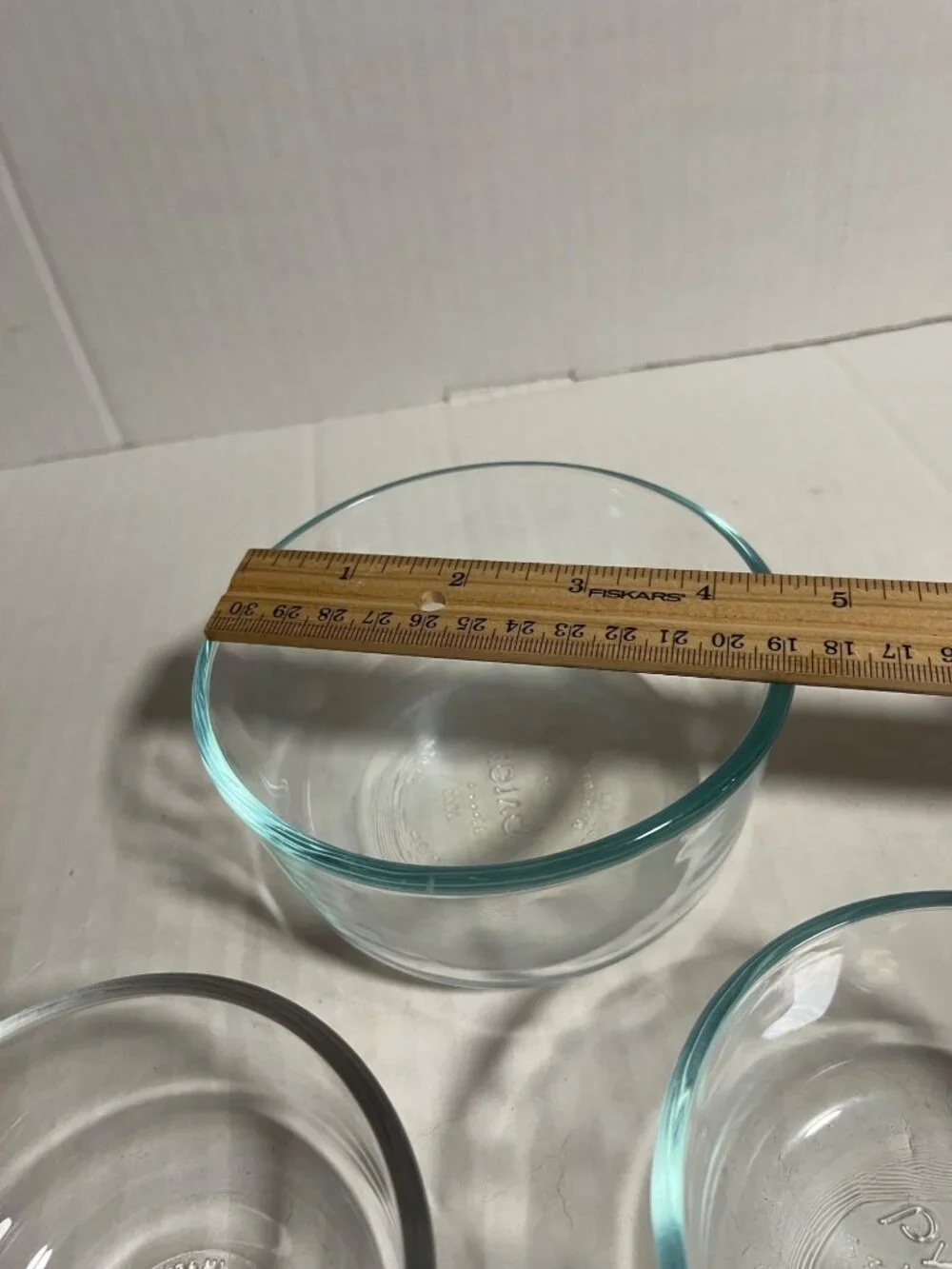 Pyrex Set Of 3 Clear Glass Bowls Round Durable Microwave Safe Baking Prep Dish